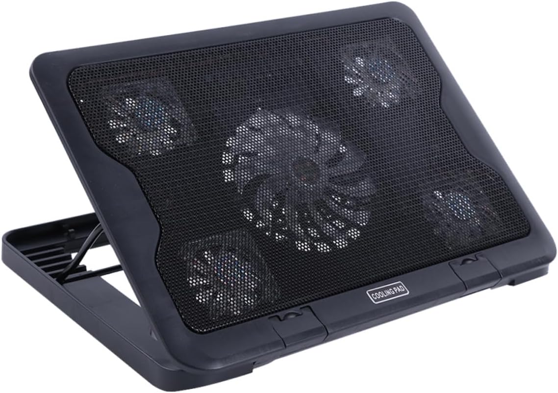 Veemoon Laptop Cooling Pad with 5 Fans USB Cooling Base Adjustable Angle Heatsink Stand for Gaming and Office Laptops Black