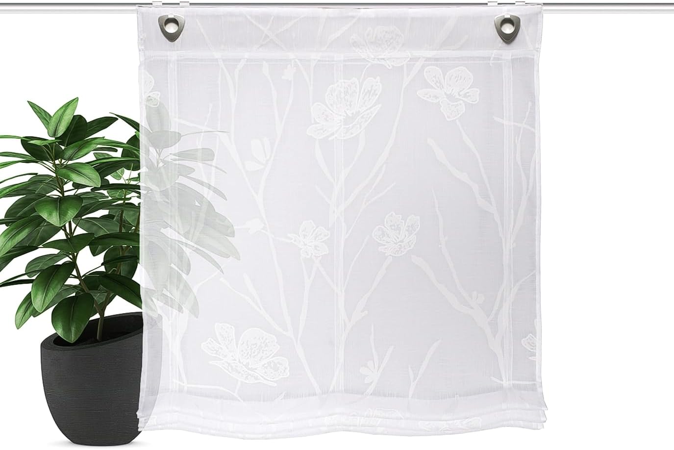 Roman Blind Rory Semi-Transparent Burnout Includes Eyelets and Hooks Colour: White Size: 130 x 45 cm Quantity: 1