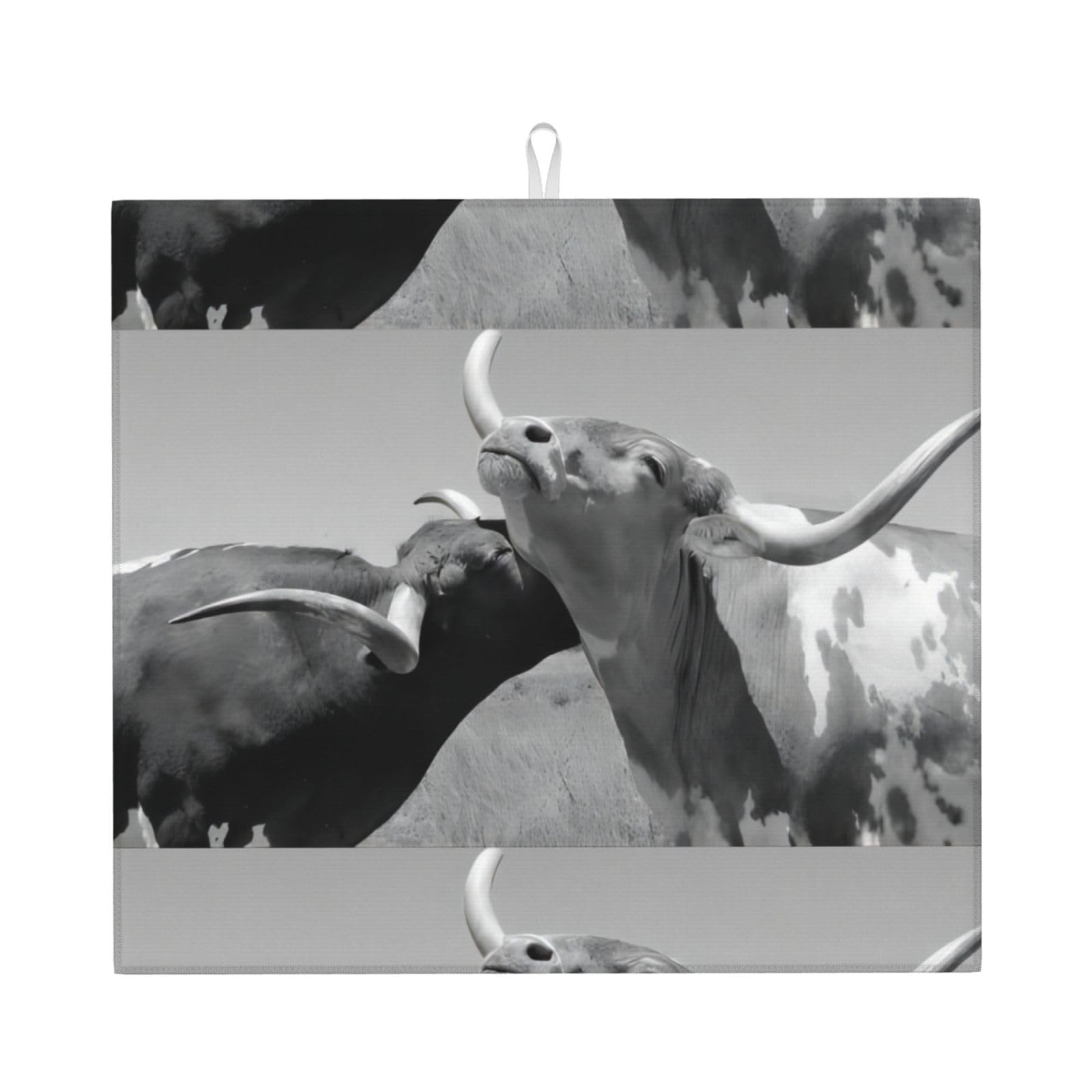 WHJSHOP Animal Cow Picture Prints Kitchen Drying Mat – Absorbent Dish Throw for Countertops, Quick-Dry Non-Slip Layer with Colorful Prints, Ideal Housewarming Gift
