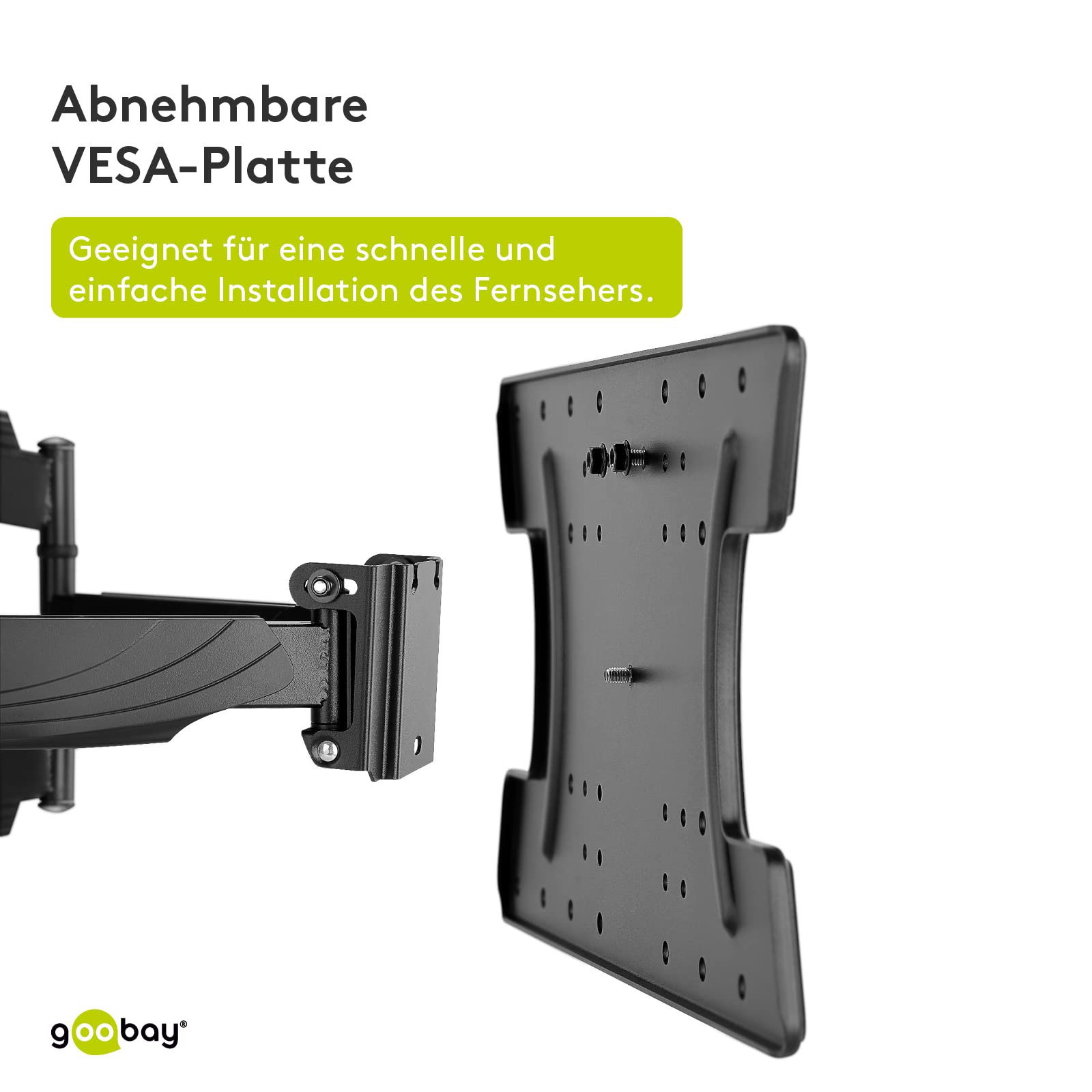 Goobay 49956 uchwyt ścienny do telewizora OLED Full (L), 37" do 70" (94-178 cm), w pełni ruchomy, wychylny/pochylny, 30 kg, Vesa Standard, czarny