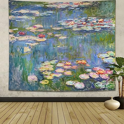 Avinyl Monet Waterlily Vintage Wall Tapestry, Green Floral Plant Art Poster For Bedroom Girls Boys, Small Nature Flower Pond Wall Hanging, Garden Watercolor Aesthetic Tapestries For Living Room Dorm Decor 39In X 51In thumb #8