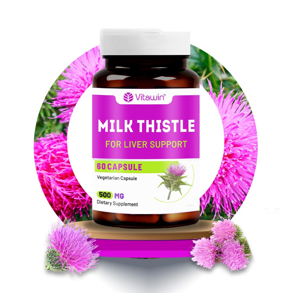 VITAWIN Milk Thistle Capsules (Pack Of 60), 500 mg, Ultimate Health & Nutrition Supplements For Cleansing & Body Detox (For Men & Women) (1)