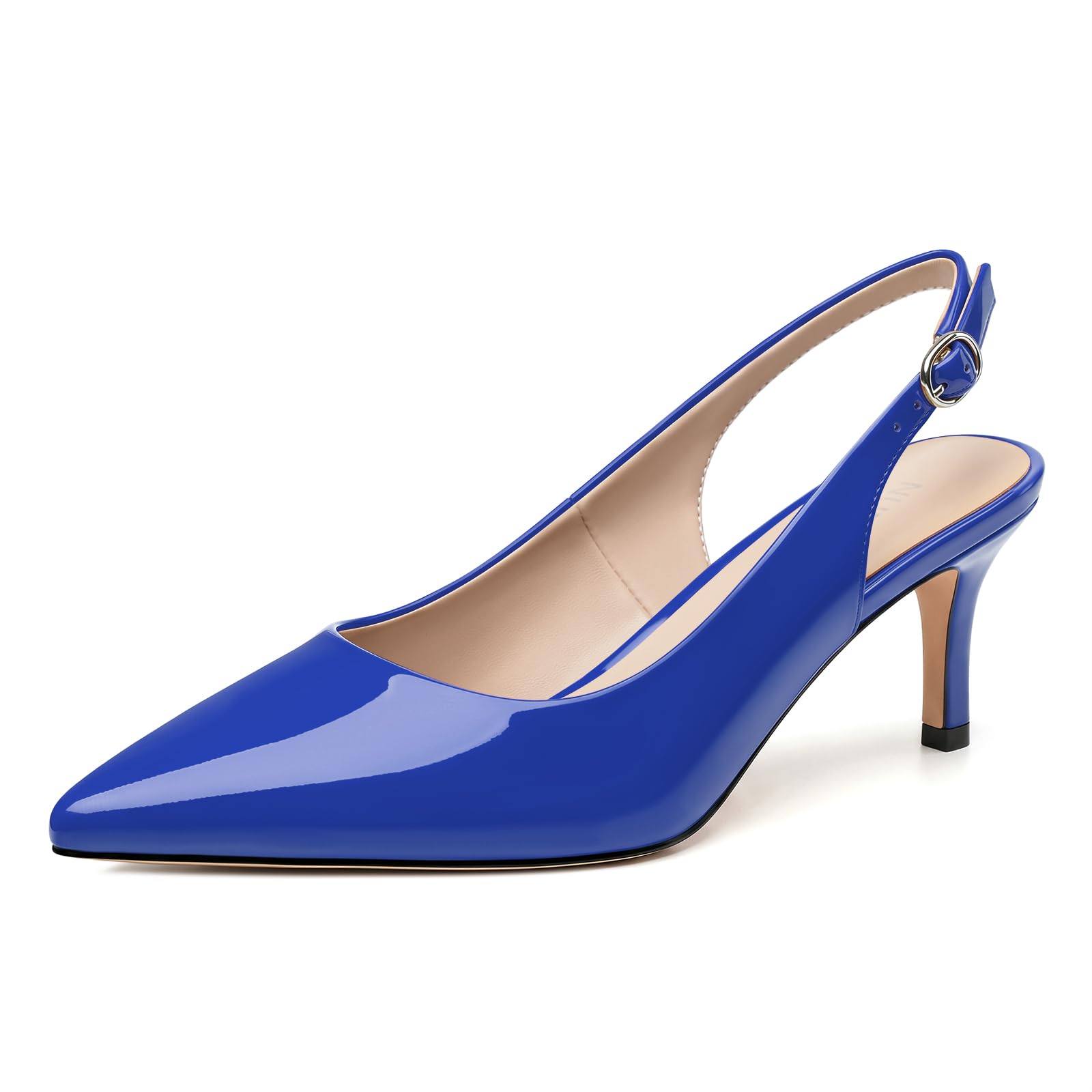 NUMALEO Kitten Heels for Women Pointed Toe Slingback Pumps | 2.5 Inch Close Toe Comfortable Pumps Wedding Party Casual Work Dress Shoes