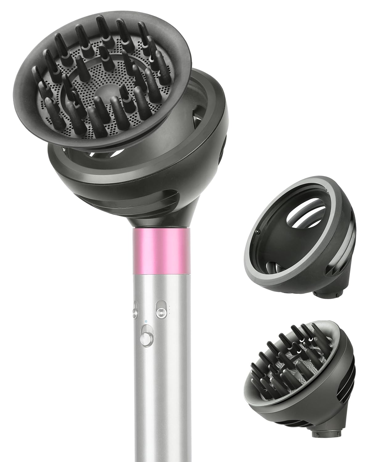 Wave+Curl Diffuser attachment compatible with Dyson Airwrap Multi-Styler, two modes for Enhance Waves,Curls,Coils, match HS01 HS05 i.d. Gray