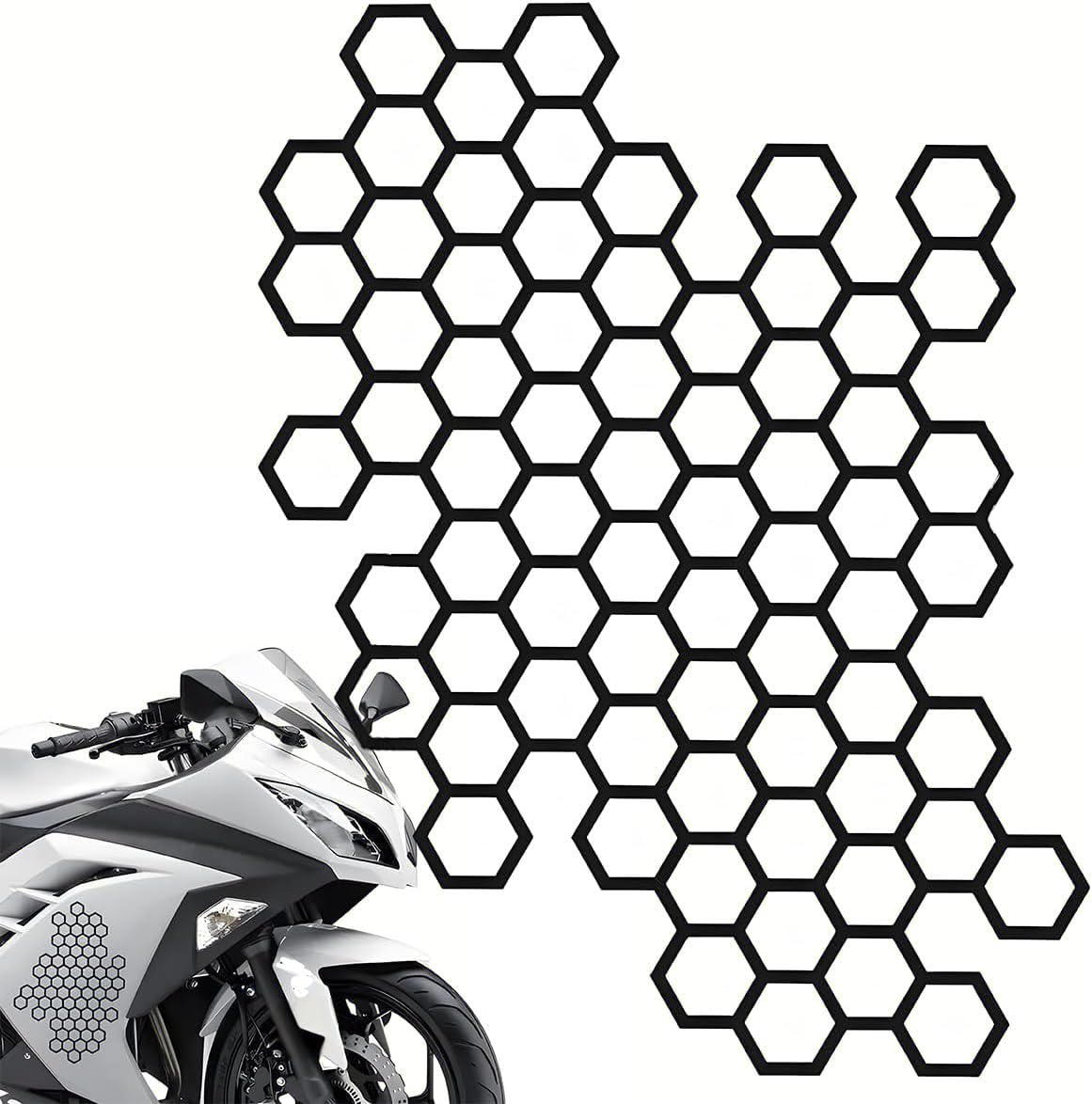 WENINETIES 4 Pcs Hexagon Honeycomb Motorcycle Stickers for Piaggio BEVERLY 310 HPE, Fuel Tank Decals Helmet Emblems Rugged Exterior Styling Ornament