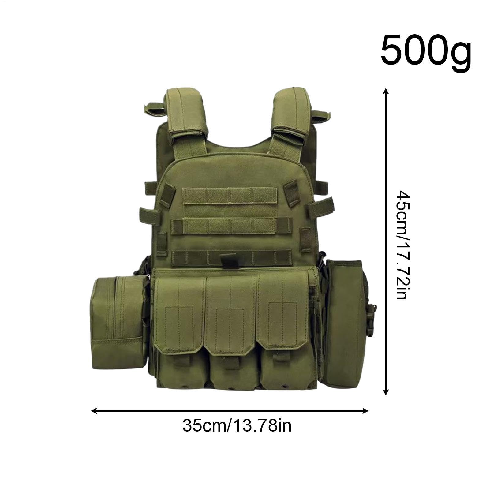 Generisch Jugend-Airsoft-Weste – 45 cm x 35 cm, verstellbares Schutz-Brustgestell, Design mit mehreren Aufbewahrungstaschen, 500 g Gewicht, langlebiges Oxford-Fasergewebe für Paintball-Cosplay-Spiele