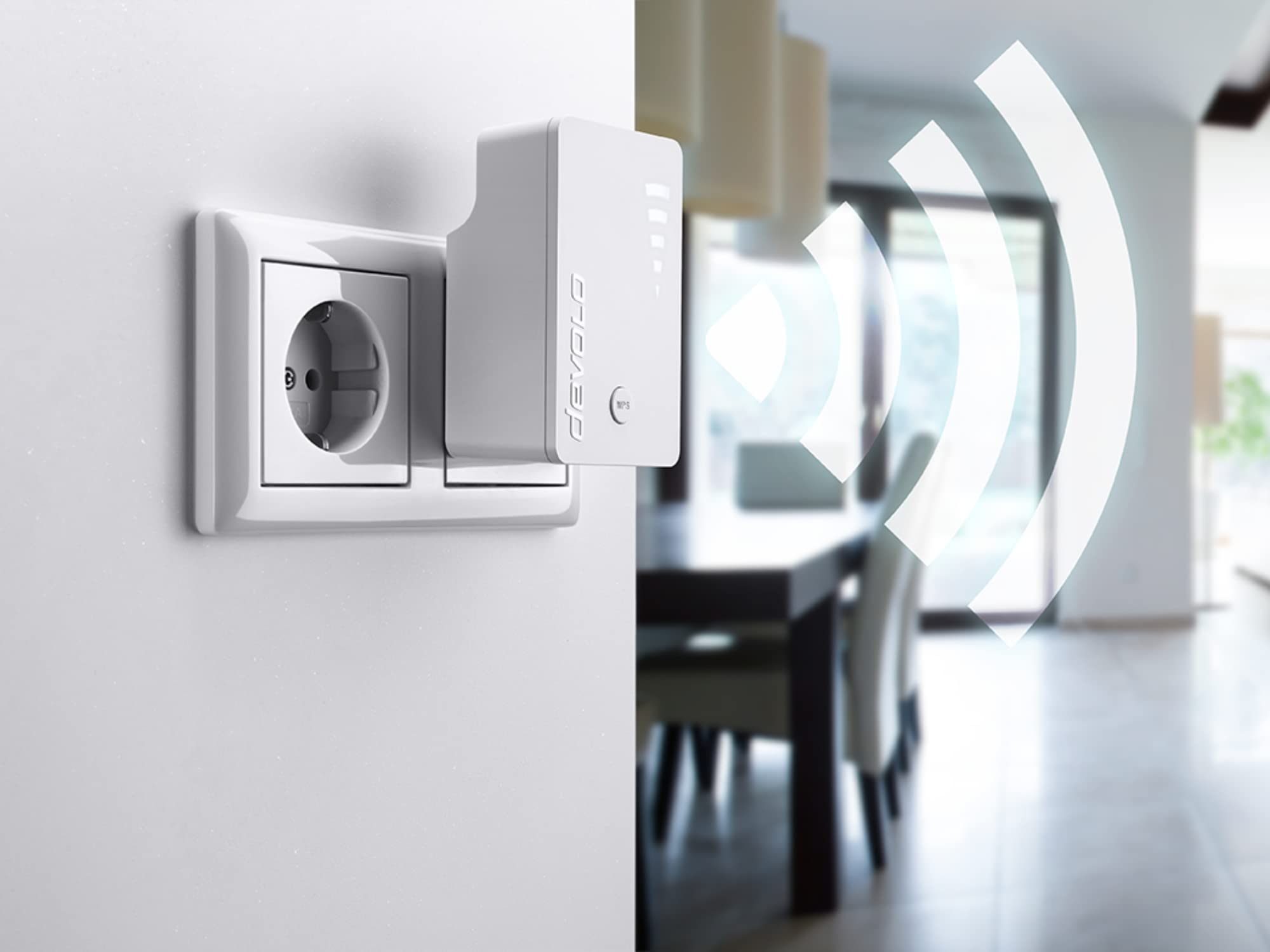 devolo Ripetitore WLAN, ripetitore WiFi fino a 1.200 Mbit/s, amplificatore WLAN mesh, punto di accesso WLAN, presa WLAN, 1x connessione LAN Gigabit bianca