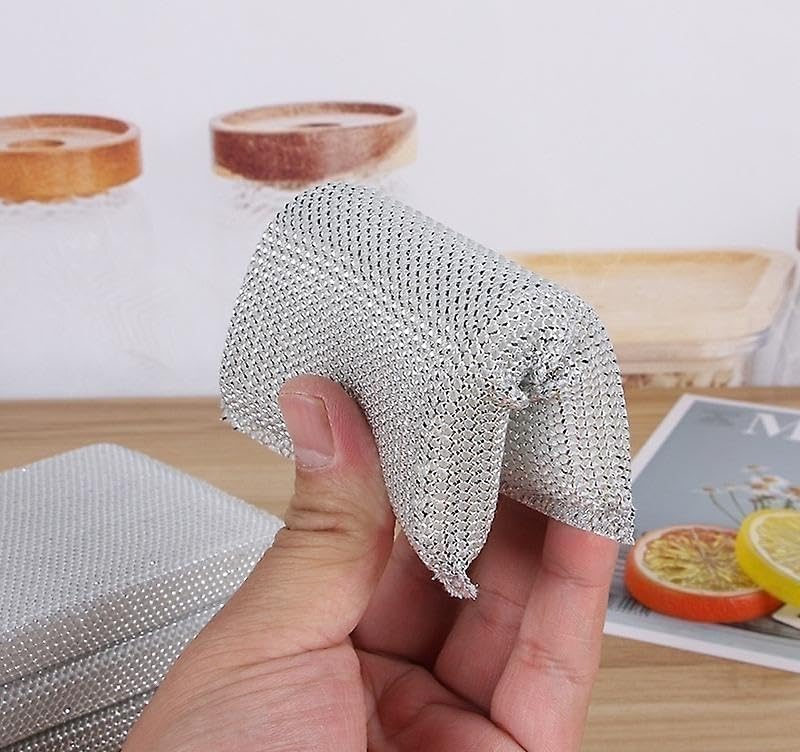Image of Kitchen Scrubber with Sponge - Pack of 4 | Scratch-Proof Dishwashing Sponge for Utensils | Steel Wire Non-Scratch Scrubber for All Cookware, Appliances & Surfaces