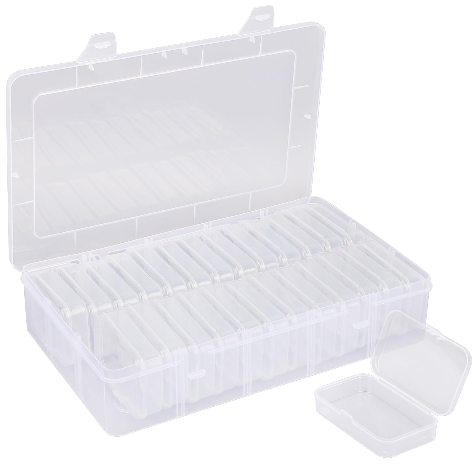 Segbeauty Craft Organizer - 26 Grid Small Storage Box with Hinged Lid, Clear Plastic Bead &amp; Jewelry Storage Container