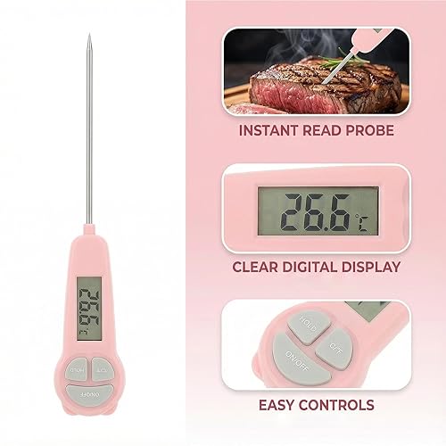 Miniatura 3 de Termómetro digital de carne de lectura instantánea, termómetro de alimentos para horno de cocina, parrilla, barbacoa, ahumador, sonda impermeable
