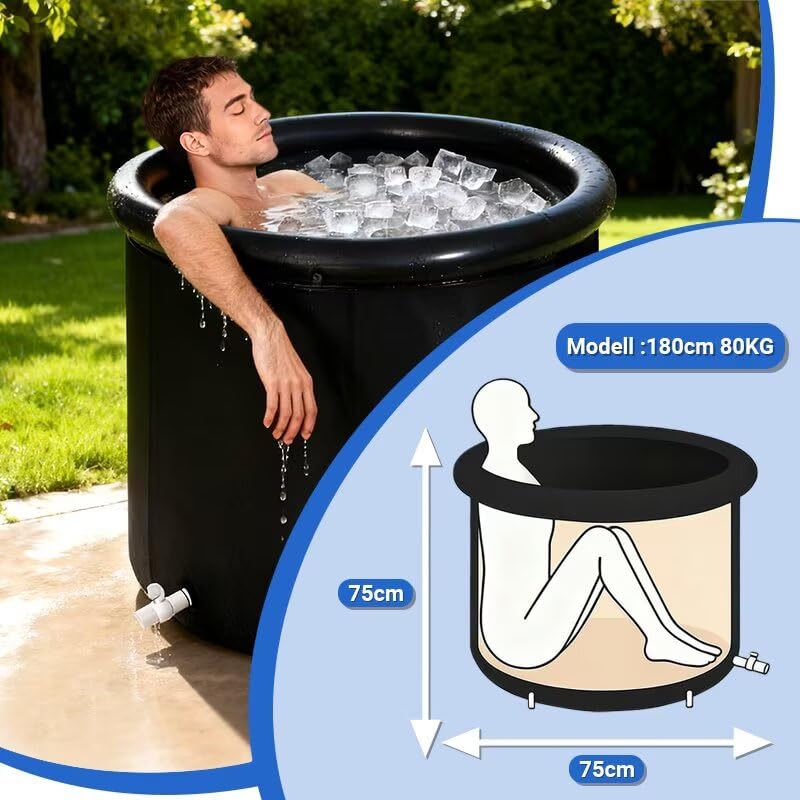 Anise Star Bagno ghiaccio 75 x 75 cm, vasca da bagno pieghevole per adulti, con strati isolanti per crioterapia, rigenerazione muscolare e antistress