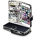 iPhone 6 Plus Case, Terrapin [Black] [Lily Floral Interior] Textured PU Leather Wallet Case with Card Slots Cash Compartment and Detachable Wrist Strap for iPhone 6 Plus (5.5") - Black