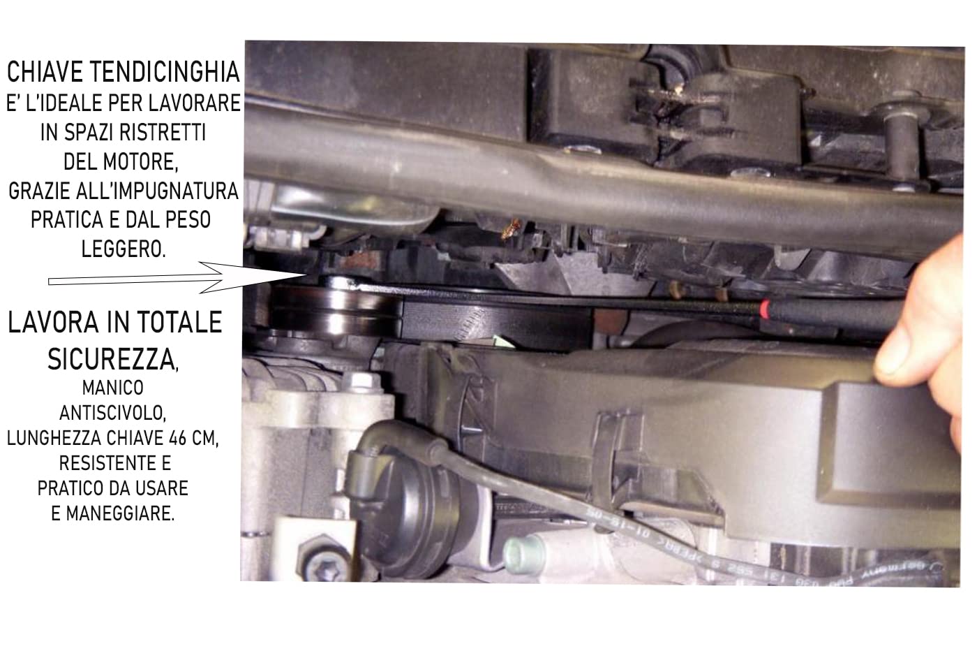 YASTA Chiavi tendicinghia Poligonali Curve dadi Chiavi per puleggia Set 5Pz 13 15 16 17 19 mm