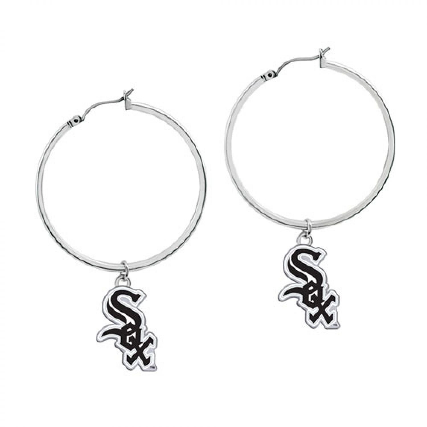 Game Time 101519 MLB Chicago White Sox Hoop Earrings