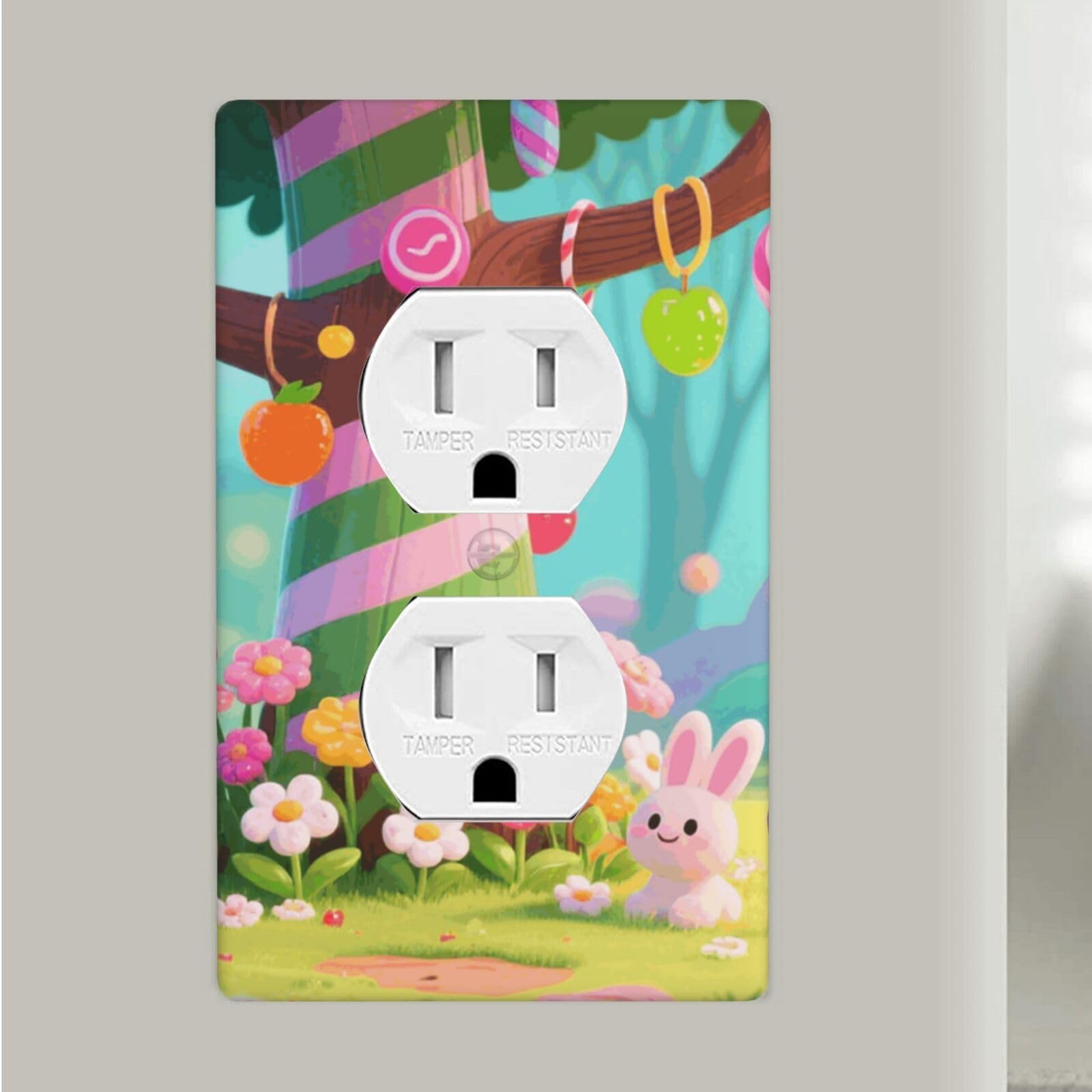 Fekiloot Candy Duplex Outlet Covers Wall Plates 1-Gang Switch Outlet Electrical Cover Plate Unbreakable Polycarbonate Switchplate Cover Faceplate For Bathroom Kitchen Home Decor