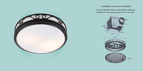 Miniatura 7 de HUNTER 83008 Sona - Ventilador de escape decorativo para baño con luz y luz nocturna, níquel cepillado