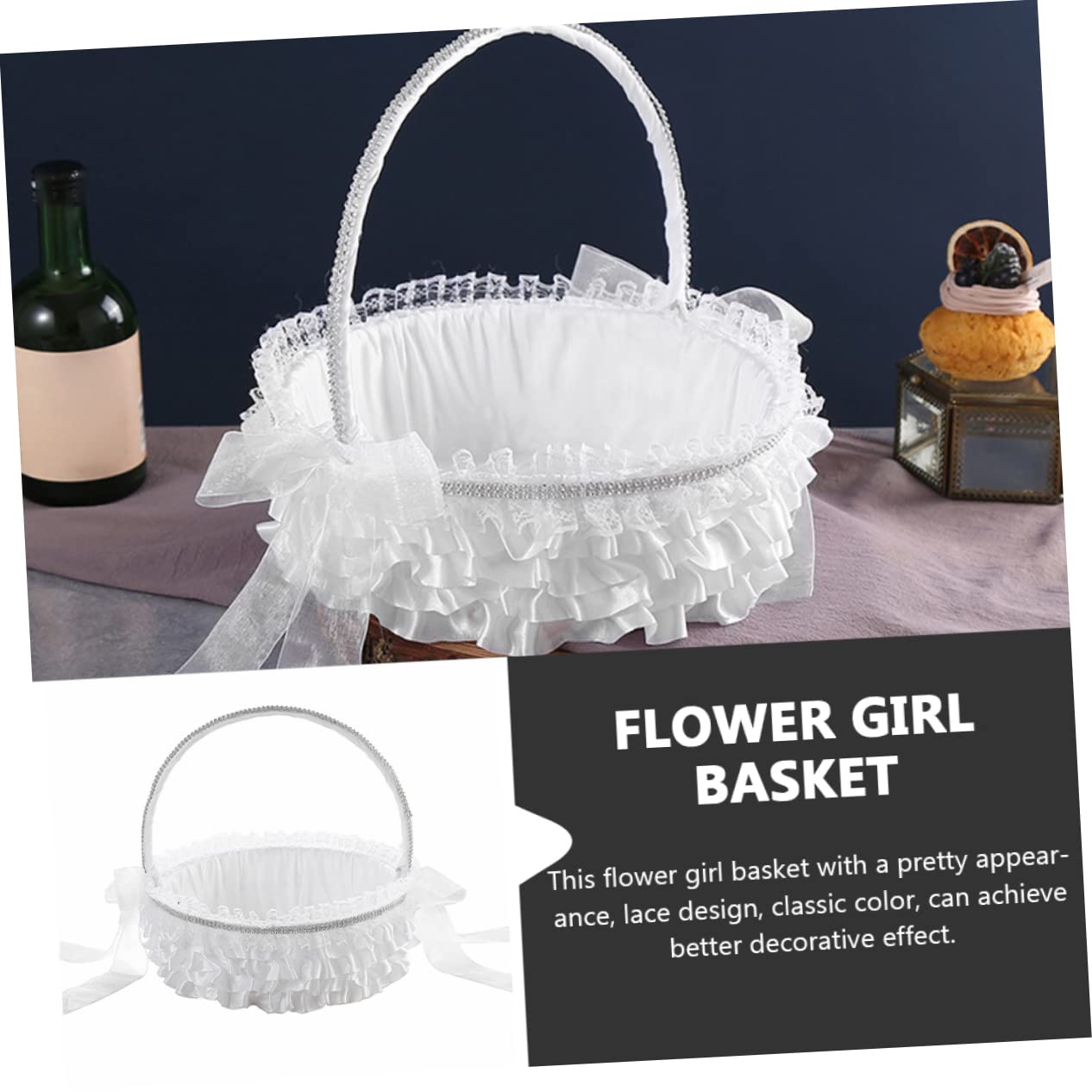 2stücke Hochzeitsblumenkorb Mit Spitze Rustikales Design Für Blumenmädchen Und Hochzeitsdekoration Kleine Handgefertigte Blumenkörbe Für Feiern Und Religiöse Anlässe