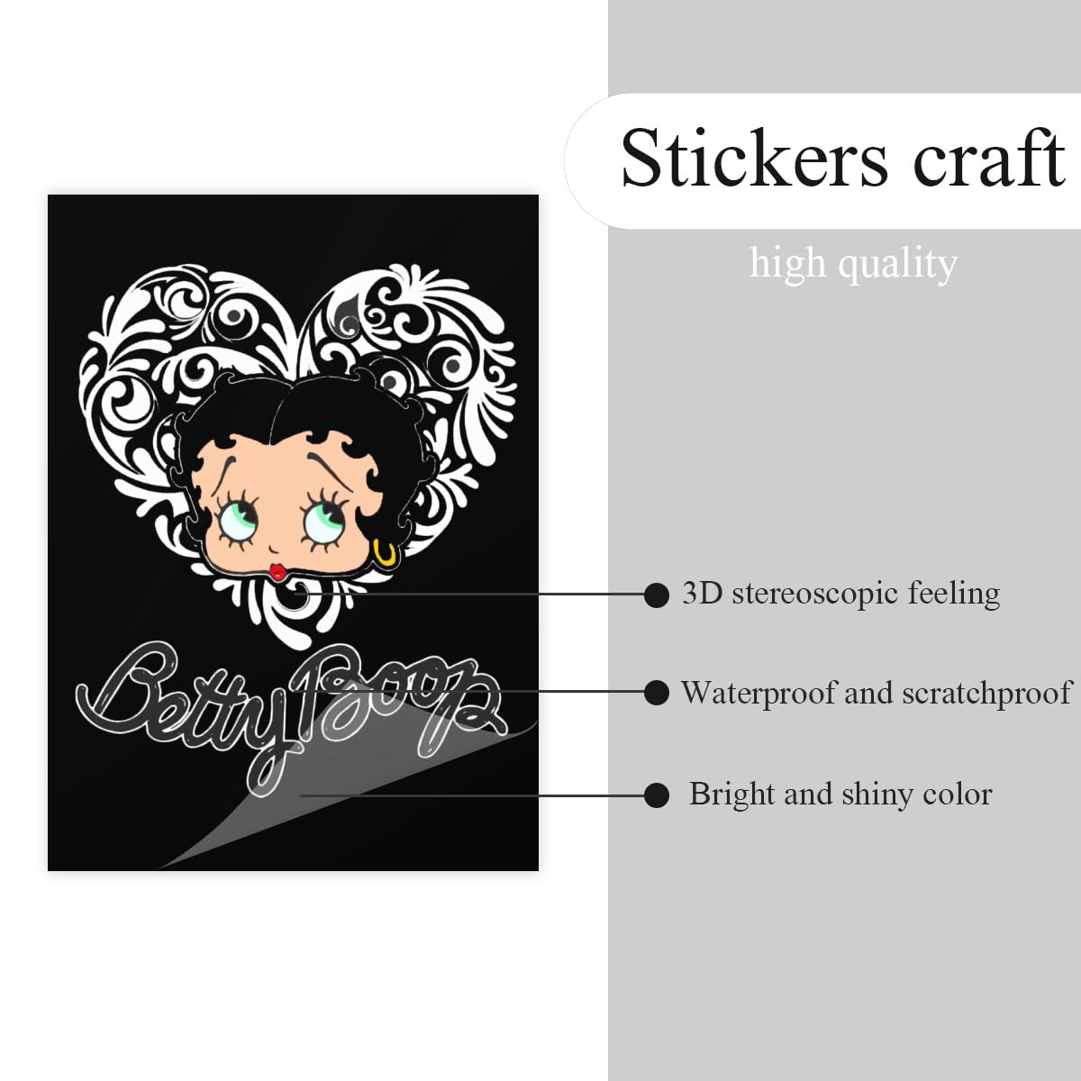 Amazon.co.jp: クリスタルステッカー 防水 ベティちゃん ステッカー