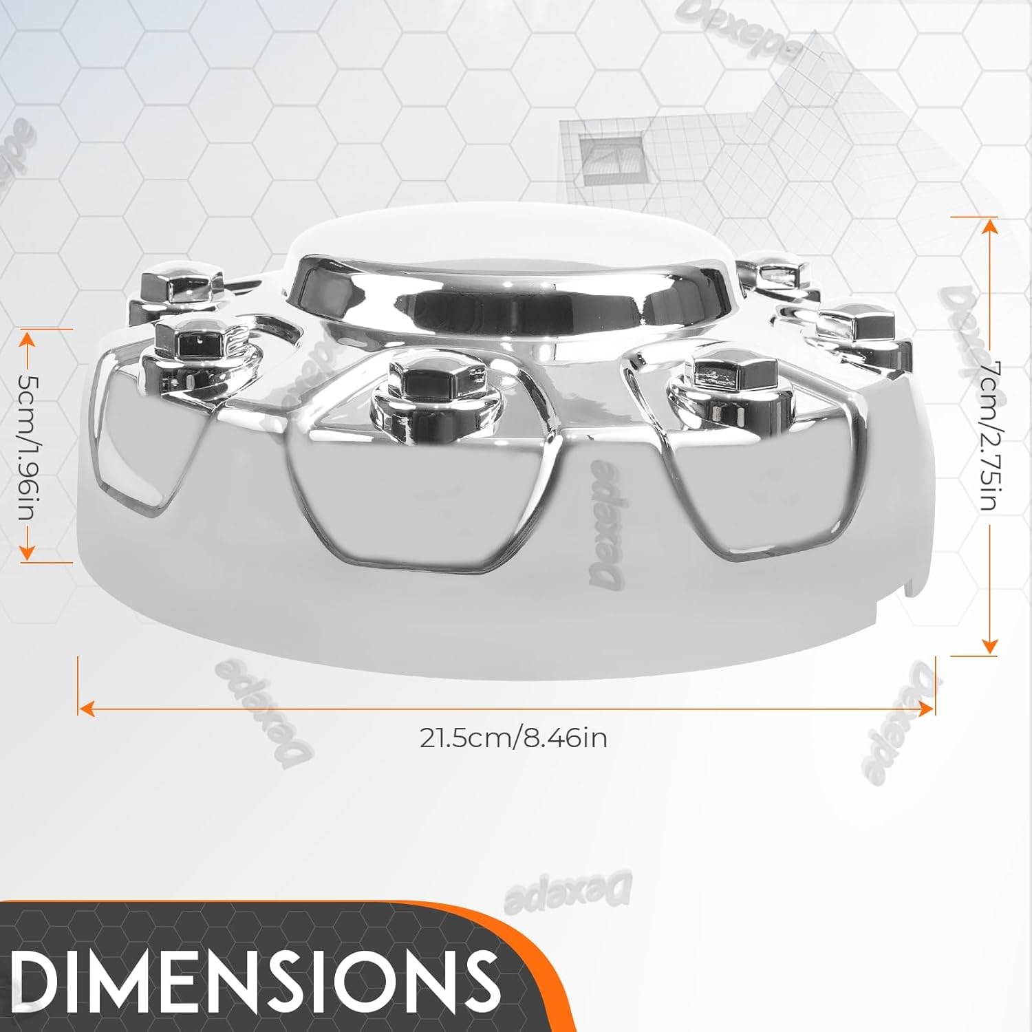 Chrome Wheel Center Cap Compatible with Dodge Ram 2500 3500 SRW 2019-2024 Single Steel Wheel Replaces 6PG02SZ0AB, 6PG02SZ0AC Front/Rear (1PC)