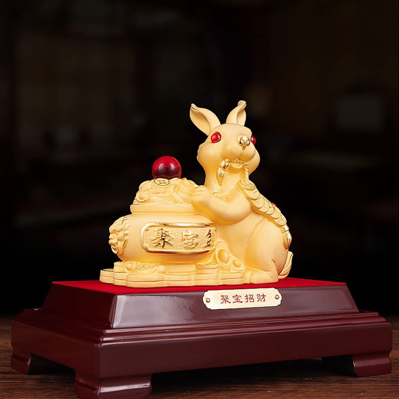 Figura de Buda Adornos de Conejo del Zodiaco Hechos a Mano, Escultura de polígonos, Feng Shui Decorativo, Prosperidad y Riqueza Decoración de la Estatua de Buda(Grande)