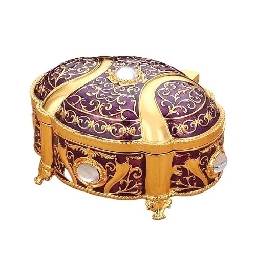 GPDNBIEU Jewellery boxes, Oval Metal Enamel Patterned Storage Box Flip Top Necklace Earrings Ring Jewelry(Style1)