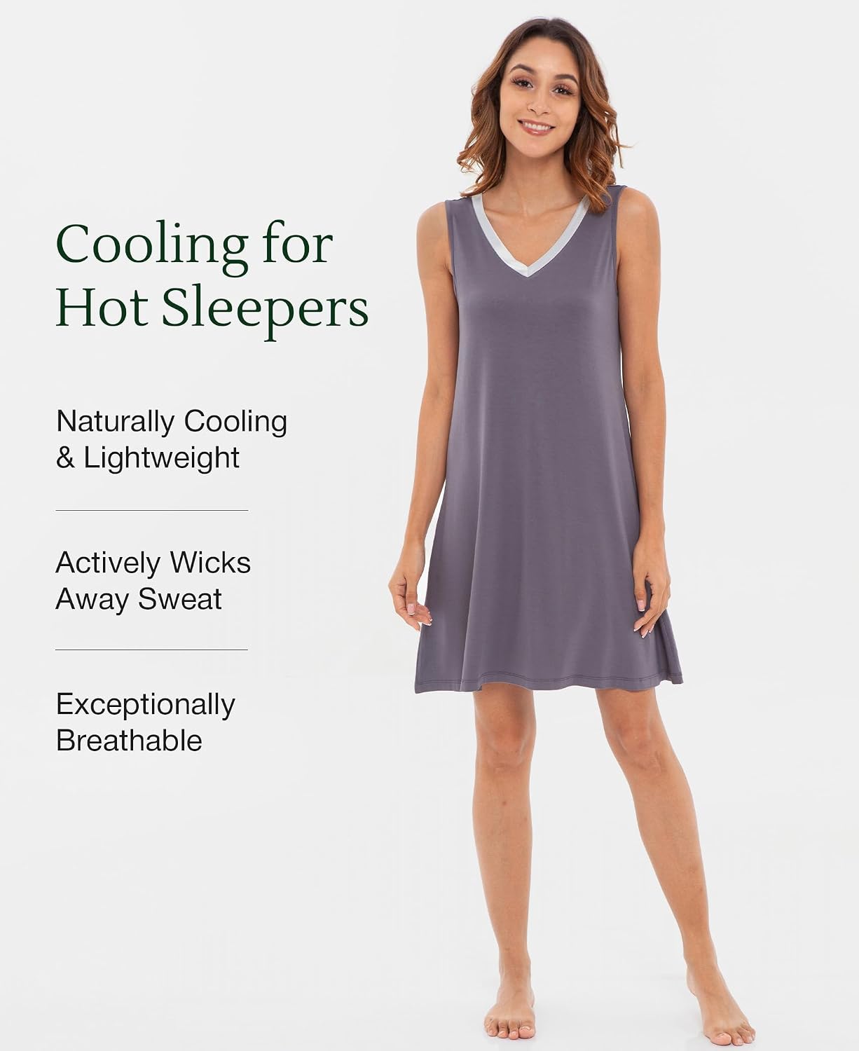GYS Cooling Bamboo Viscose Sleeveless Nightgowns for Women image 5