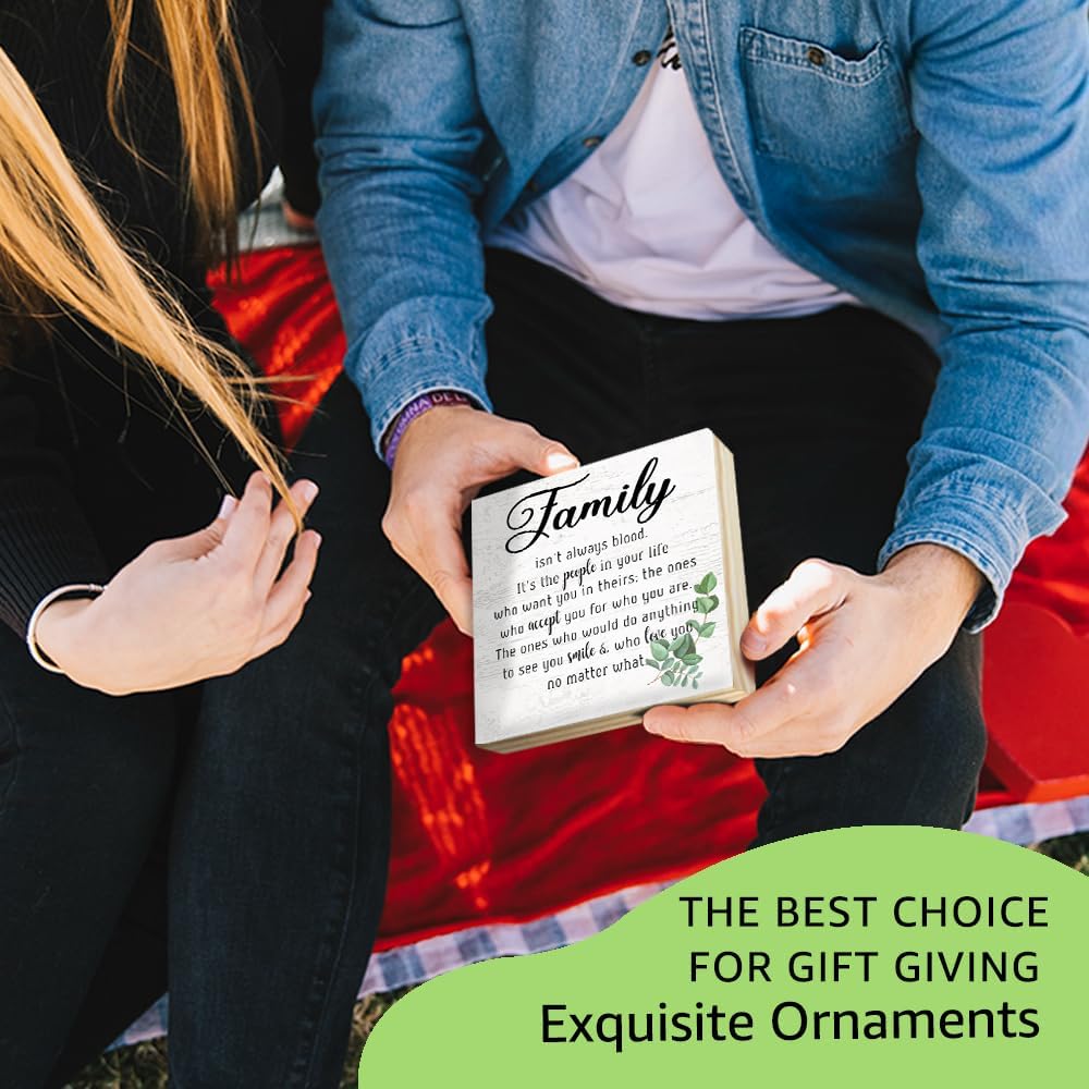 Family isn't Always Blood it's The People in Your Life Wooden Sign Desk Decor, for Home Farmhouse Bedroom Office Social Worker Desk Decor, Thank You Gifts for Family Mom Dad Grandma Grandpa - Image 6