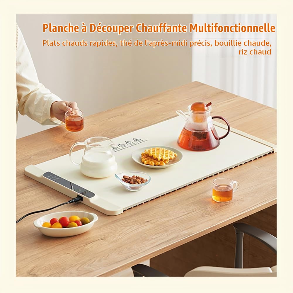Chauffe Plat Electrique,Plaque Chauffante Portable à Température Réglable,en Matériau Alimentaire,pour Maintenir Au Chaud Ou Décongeler,Idéale pour Les Buffets Et Fêtes,Fabriqué en Silicone Nano