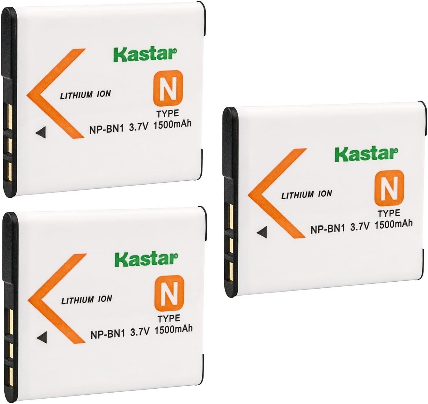 Kastar 3-Pack Battery Replacement for Sony NP-BN1 NPBN1, Type N Battery, Sony BC-CSN, BC-CSNB Charger, Sony Cyber-Shot DSC-WX150, Cyber-Shot DSC-WX200, Cyber-Shot DSC-WX220, Cyber-Shot DSC-J10