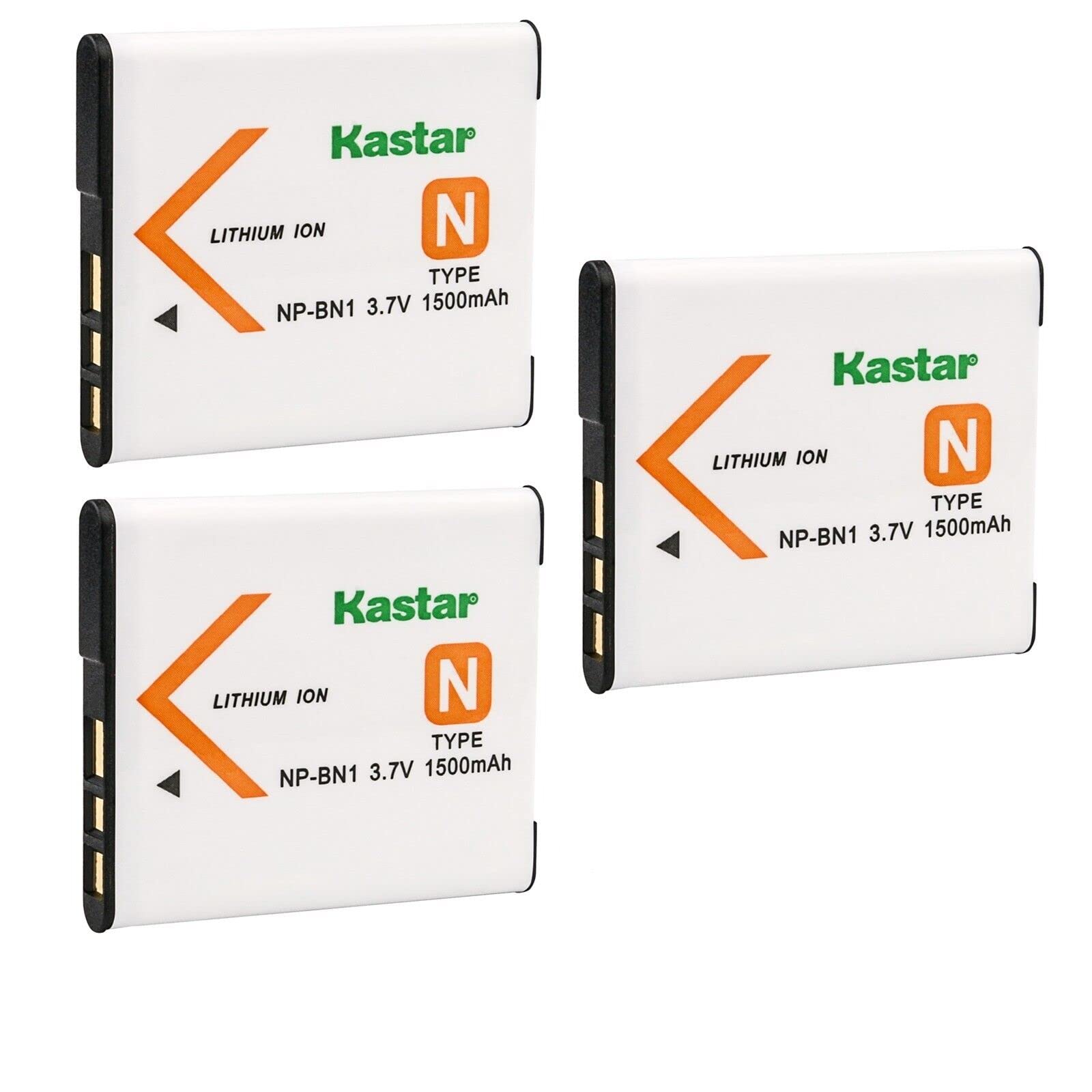 Kastar3-Pack Battery Replacement for Sony NP-BN1 NPBN1, Type N Battery, Sony BC-CSN, BC-CSNB Charger, Sony Cyber-Shot DSC-WX150, Cyber-Shot DSC-WX200, Cyber-Shot DSC-WX220, Cyber-Shot DSC-J10