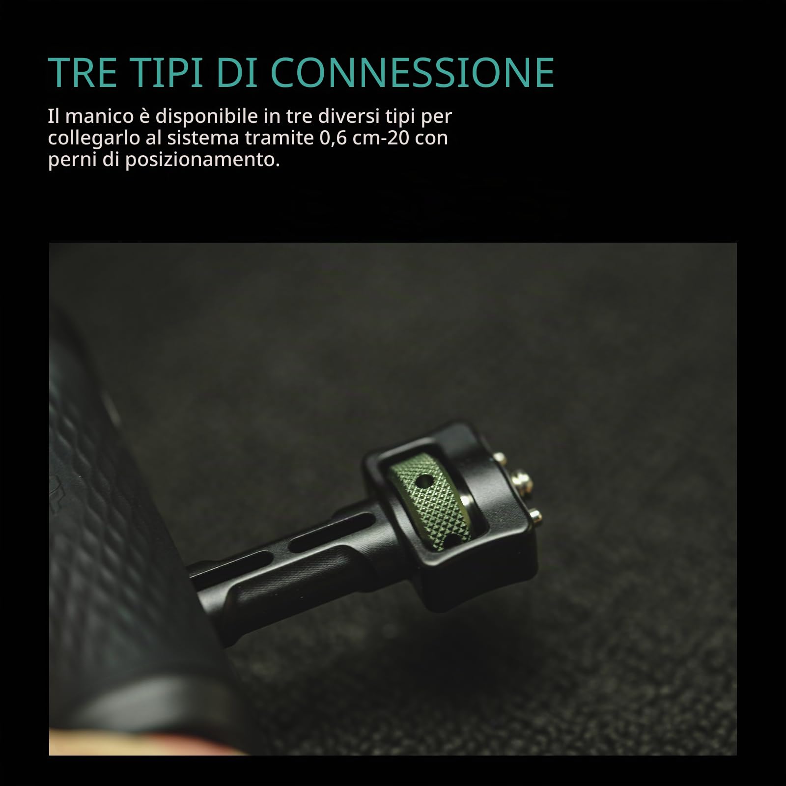 Tilta Xeno Maniglia laterale 1/4″-20 con perni di posizionamento, impugnatura laterale ergonomica per DSLR/Mirorrless fotocamera Rigs e monitor Rigs - Grigio titanio TA-XSH1-TG
