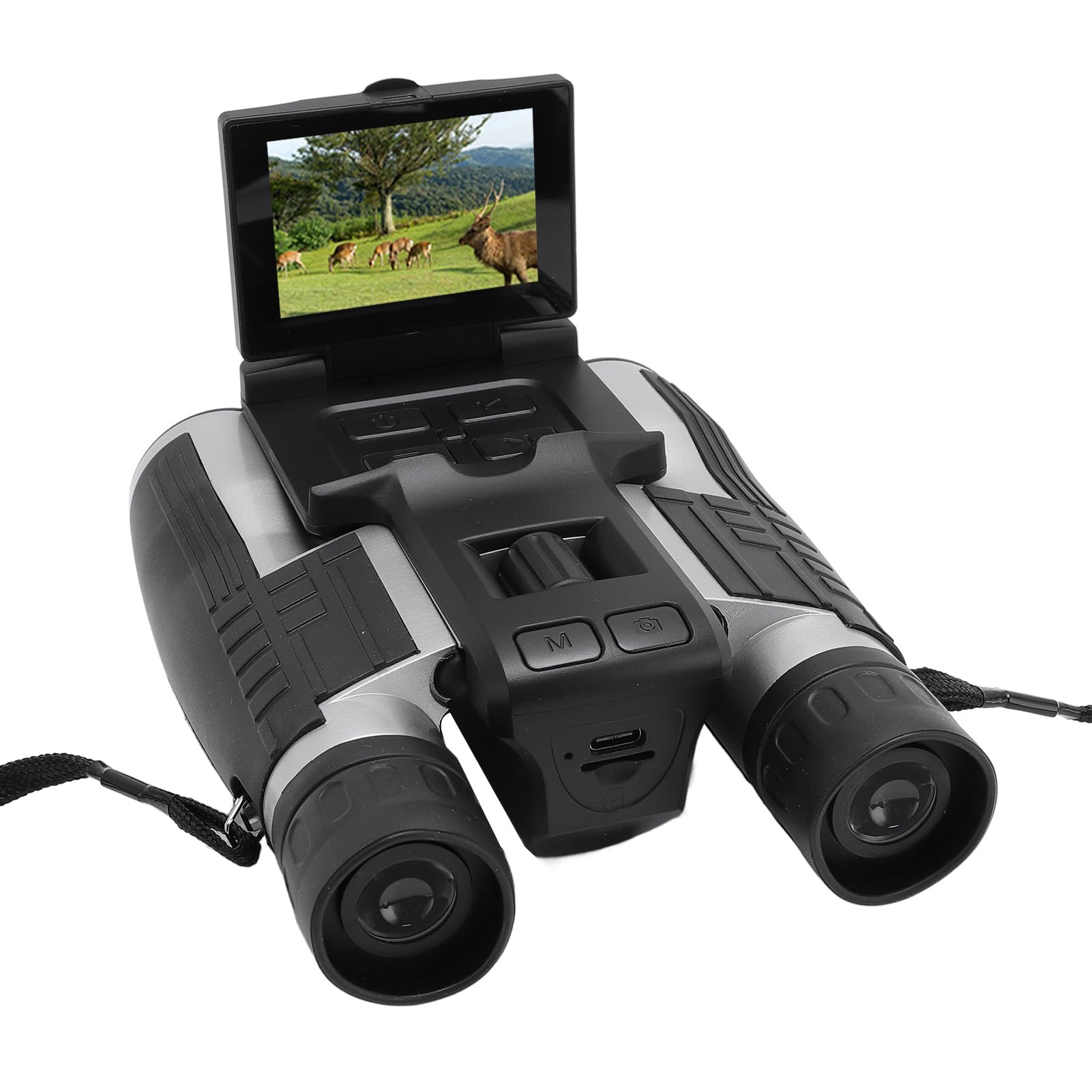 Cyfrowe Lornetki z Aparatem, Lornetka 12x32 48MP 2,5k Wideo Rejestrator zdjęć 8x Cyfrowe Zoom Przenośne Lornetki do Oglądania Ptaków Koncerty (64GB)