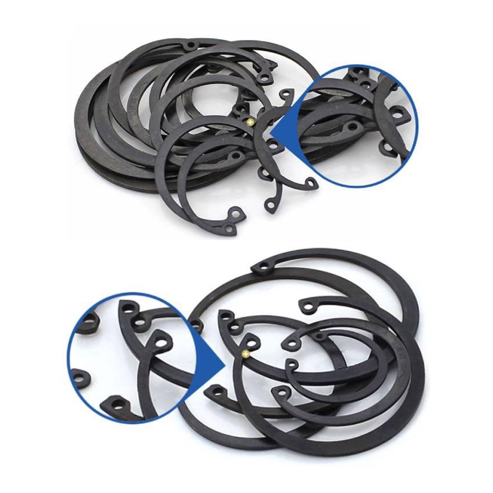 Circlips internos de acero al manganeso 65 negros, Circlip abierto elástico tipo C, anillos de retención de Circlip internos tipo C(30pcs,M78)