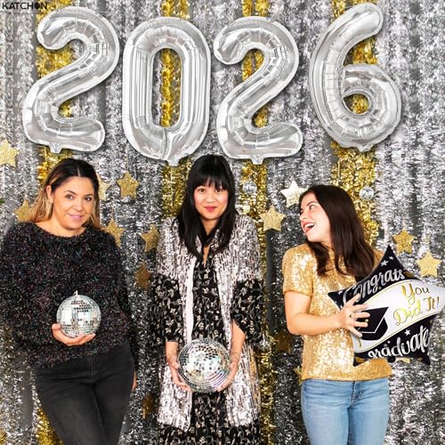Image of KatchOn, Silver 2026 Number Balloons - 16 Inch | 2026 New Year Balloon | 2026 Balloon | Silver Foil Balloons 2026 For New Years Decorations 2026 | New Years Eve Party Supplies 2026 | NYE Decorations