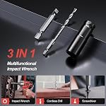 Cordless Impact Wrench 500N.m 3-in-1 Impact Driver with 2x2.0Ah Battery | 369Ft-lbs Cordless Impact Gun with 8 Drill Bits, 6 Screwdriver Bits, 4 Sockets for Furniture Assembly&DIY Projects