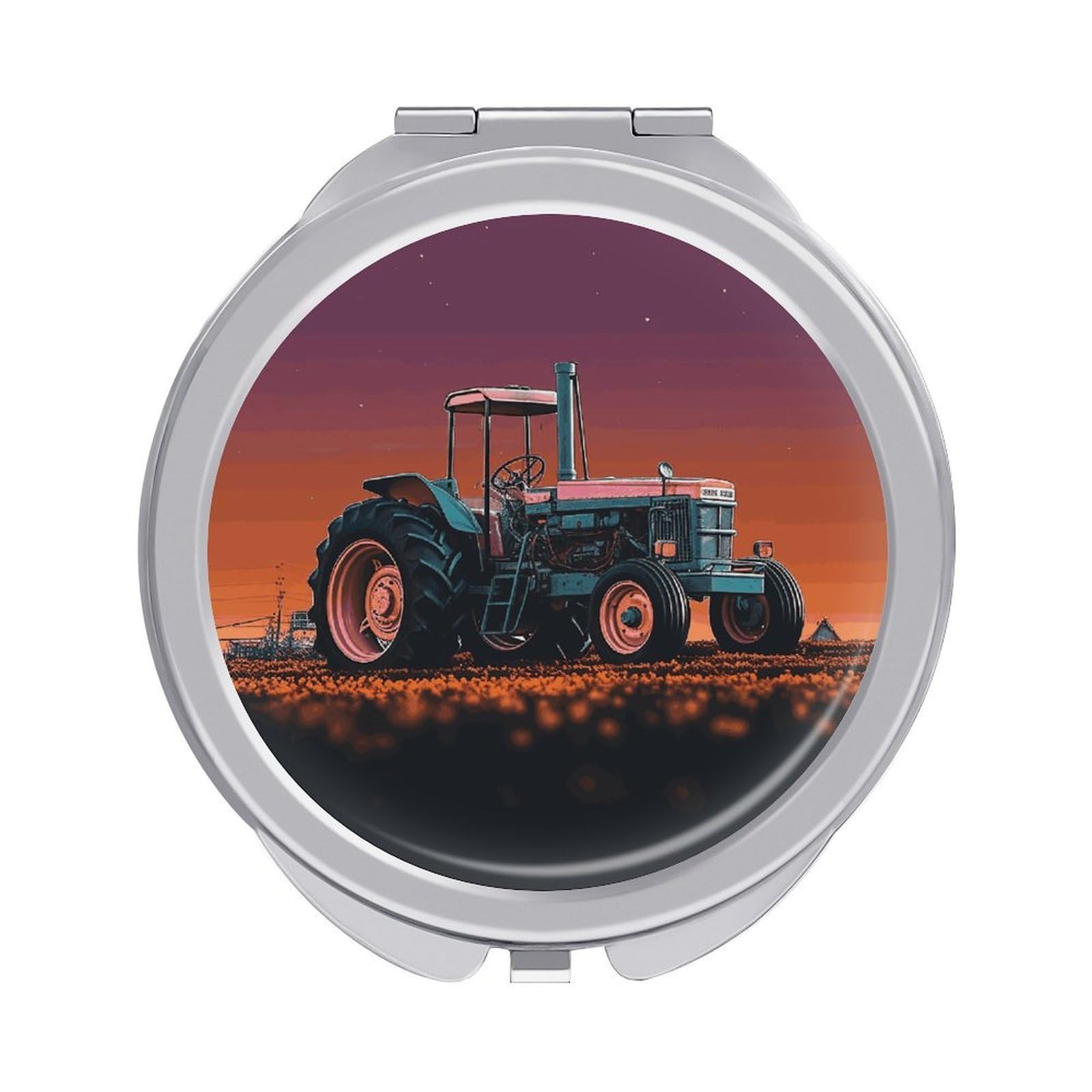 VstaDank Aesthetic Tractor Compact Mirror for Purses Round Fashion Travel Makeup Mirror 2X /1x Magnifying Double Sides Mini Mirrors Portable Pocket Mirrors for Handbag Purse Women Gift