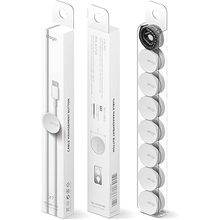 elago CABLE MANAGEMENT BUTTON ケーブルドロップ 収納ボタン 2ケーブル 同時収納可能 ケーブルクリップ 7個セット ホワイト