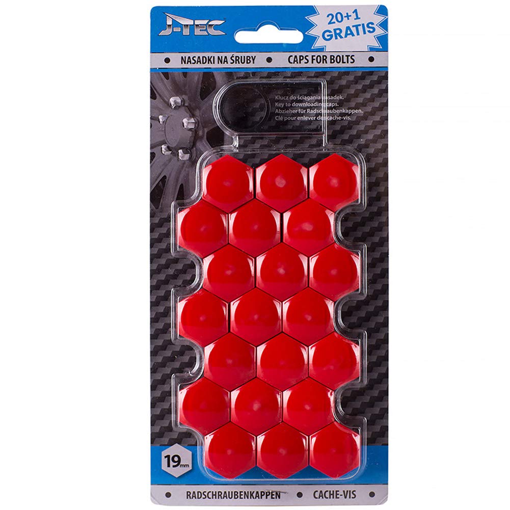 19mm RED Locking ALLOY WHEEL NUT BOLT COVERS CAPS UNIVERSAL SET FOR ANY CAR