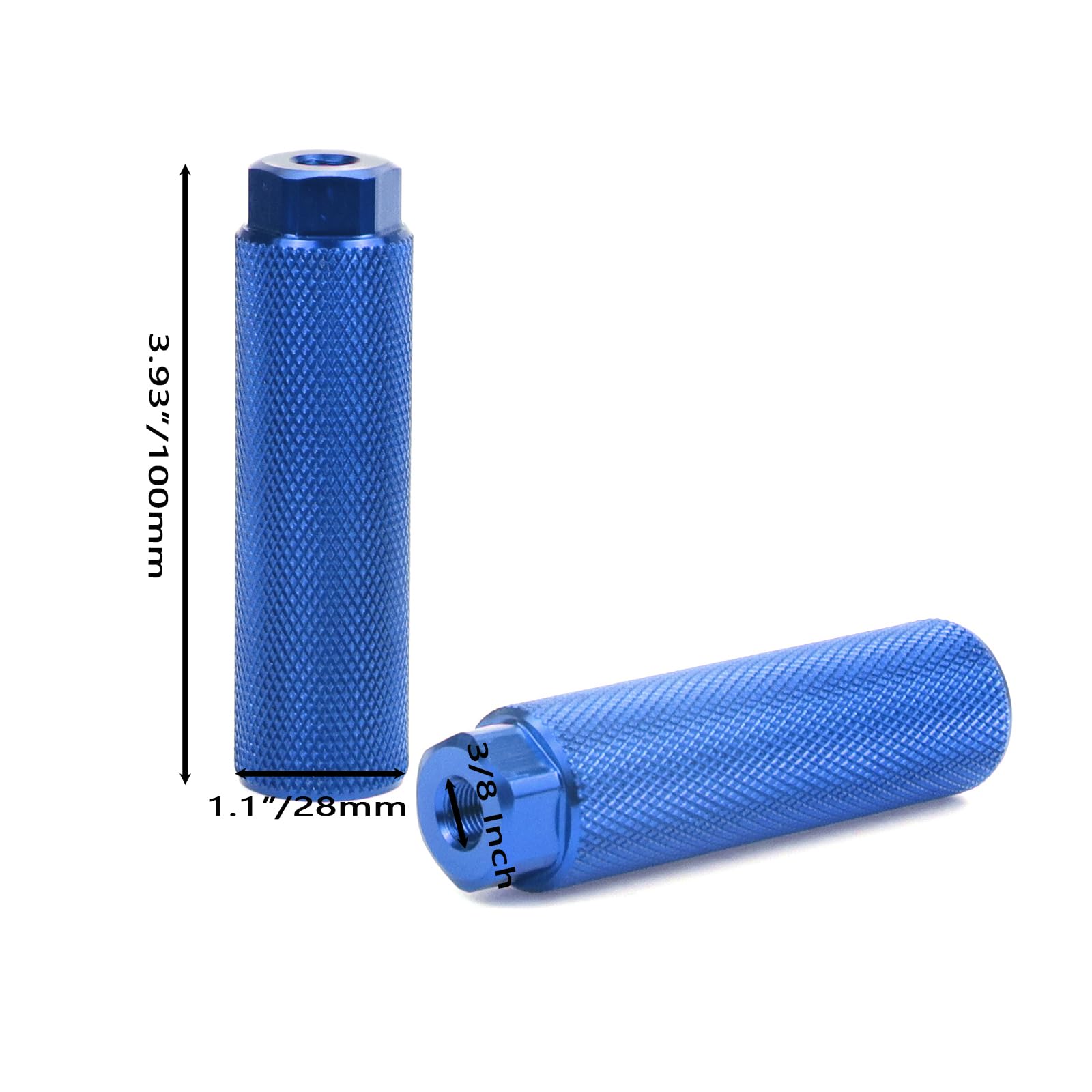 Pufguy 4 Pack 4-inch Bicycle Foot Pegs Aluminum Alloy Bike Pegs Fit 3/8 Inch Axles Bike Foot Pegs, Blue