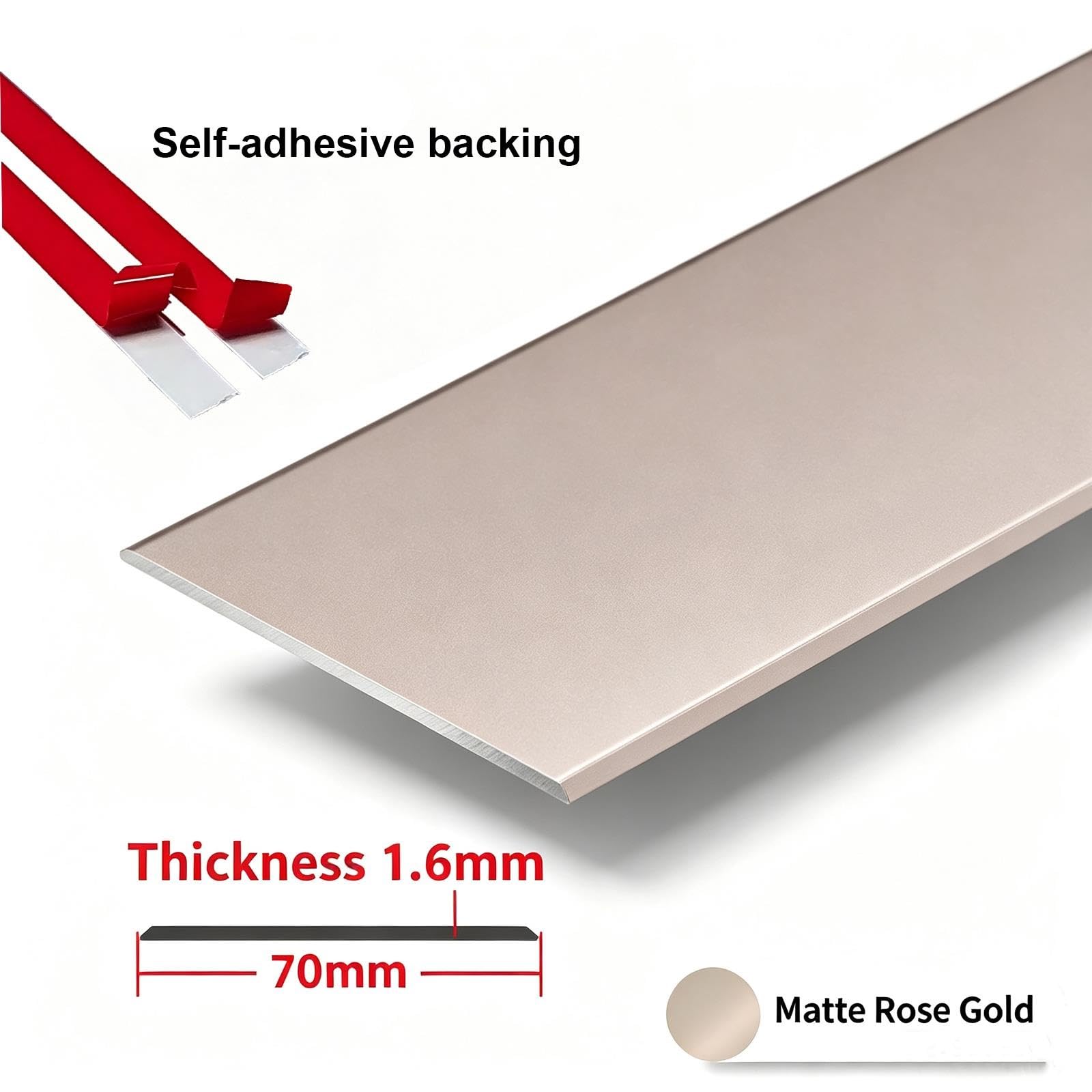 Barre plate en aluminium anodisé pour chambres, cuisines，70 mm de largeur