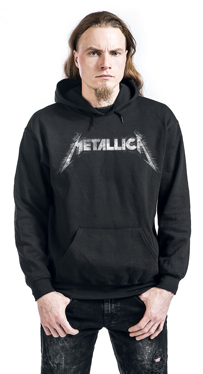 Générique Metallica Spiked Logo Homme Sweat-Shirt à Capuche Noir