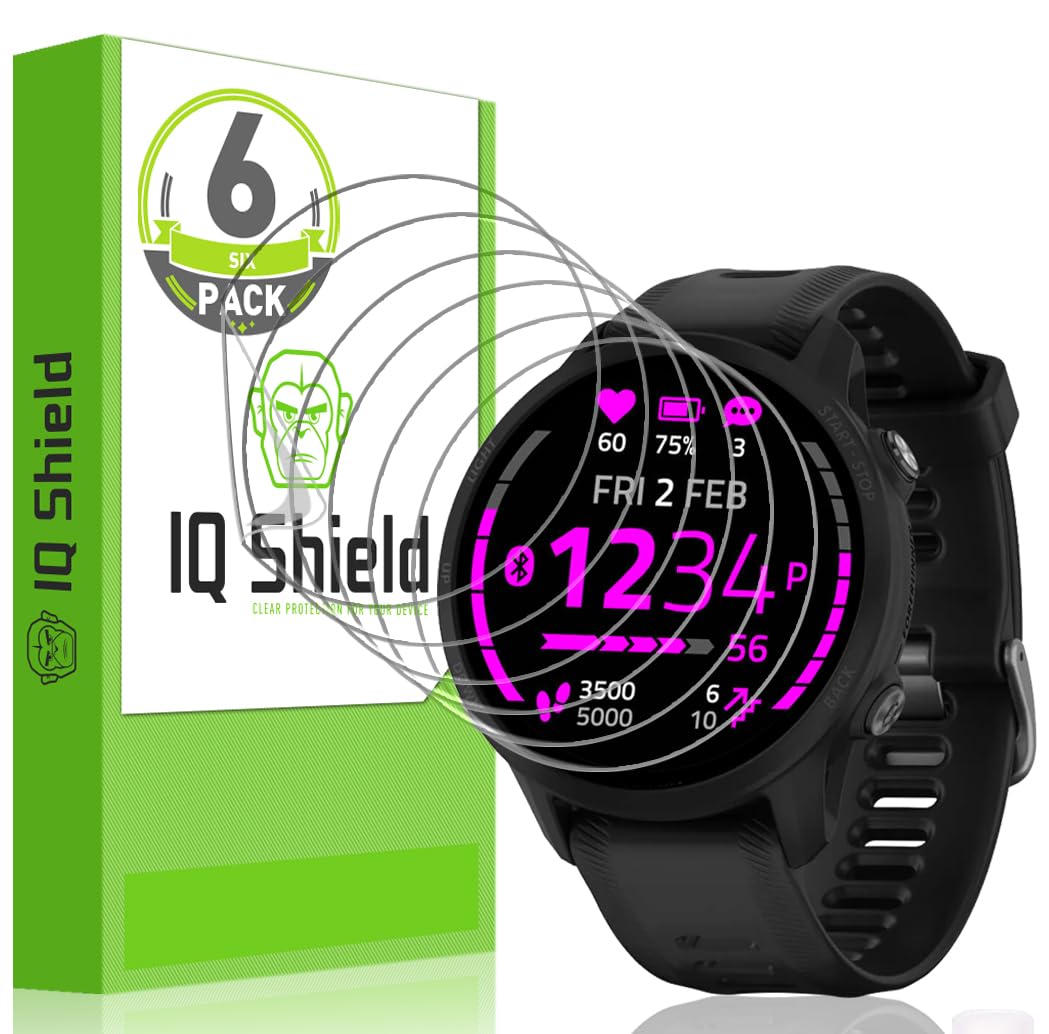 IQShield Screen Protector Compatible with Garmin Forerunner 955/955 Solar (6-Pack) Anti-Bubble Clear TPU Film