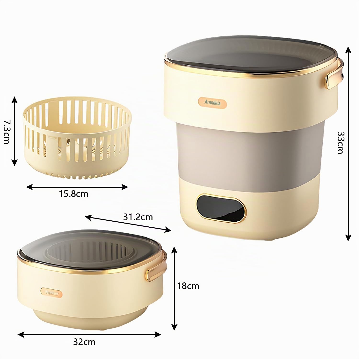 Mini lavadora de 15 L, portátil con centrifugado, 2,5 kg, plegable, lavadora de viaje para ropa de bebé, ropa interior, camping, carga superior, lavadora pequeña para camping, hogar, apartamentos