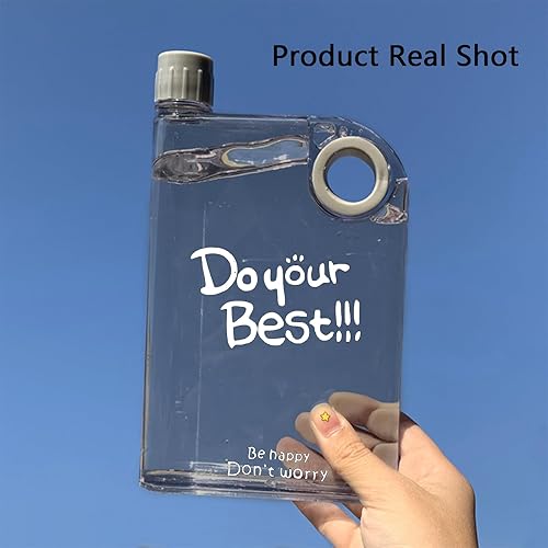 Miniatura 6 de Lizbin Botella de agua plana, Botella de agua transparente reutilizable Botella de agua deportiva, Lindas botellas de agua Botella de agua delgada,