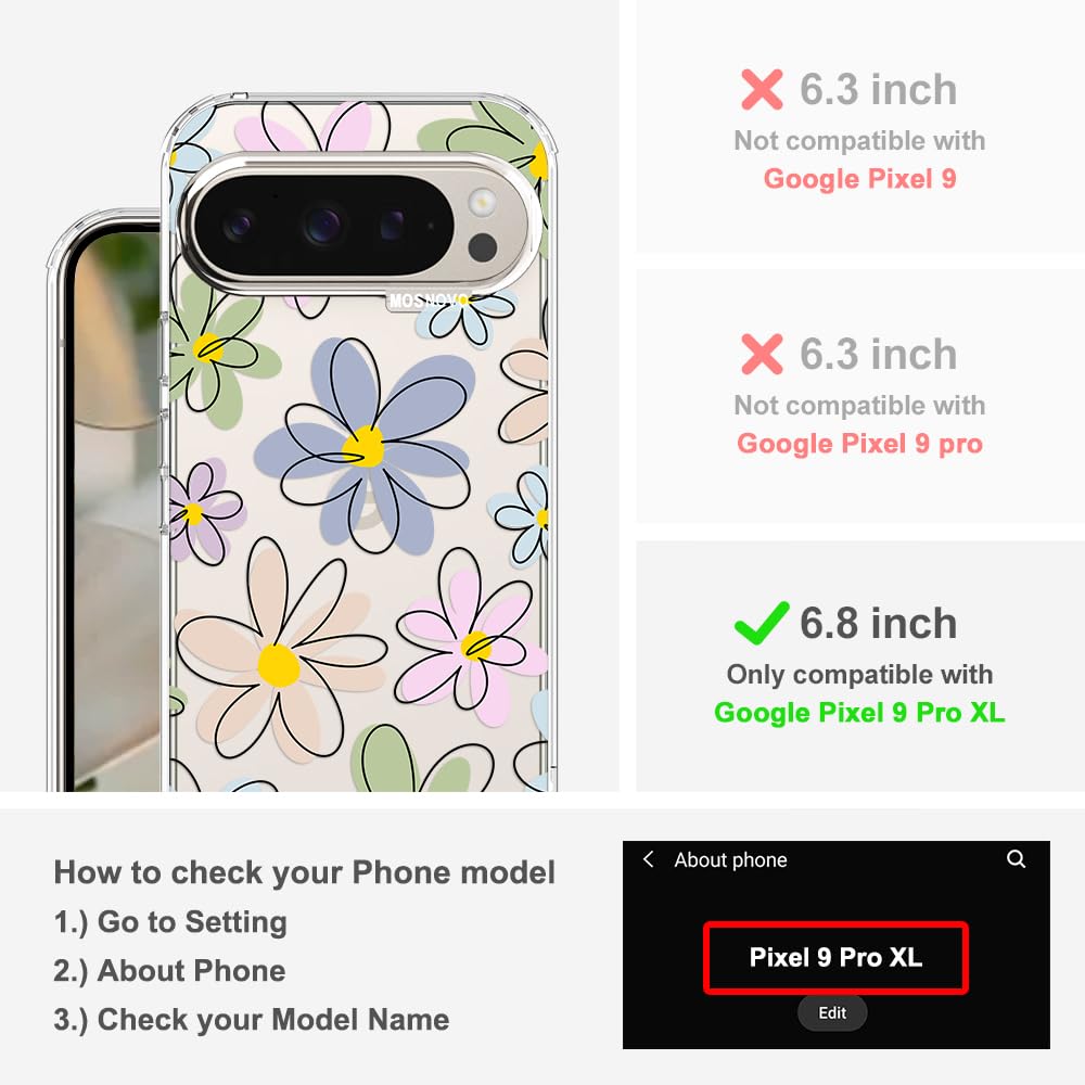 MOSNOVO Case for Google Pixel 10 & Pixel 10 Pro, [Buffertech 6.6ft Military-Grade Drop Protection] [Anti Peel Off Tech] Clear TPU Bumper Phone Case Cover Design - Cute Cherry — view 15