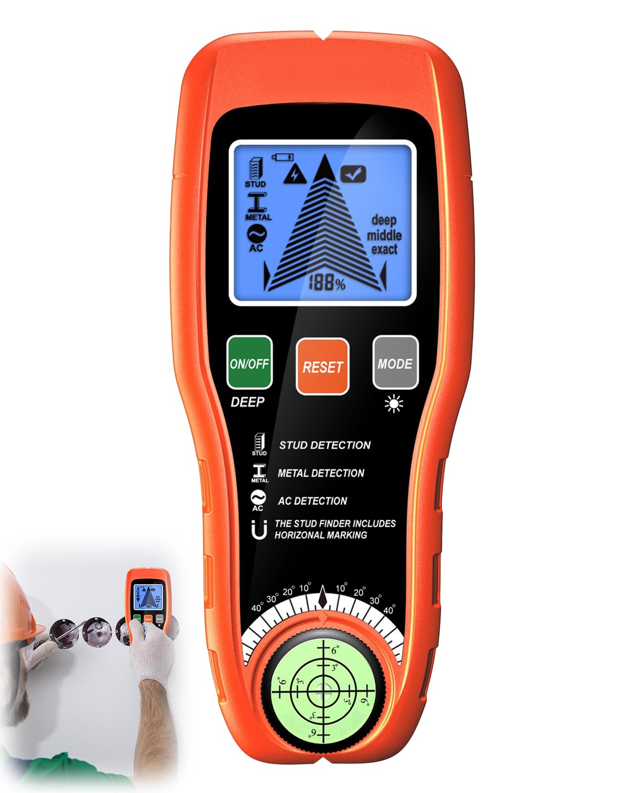 Ninnyi 7 in 1 Live Ac Cable Detection, Digital Stud Finder Wall Scanner, Portable Metal and Electric Wire Detector with Lcd Display for Home Renovation, Electricians, DIY