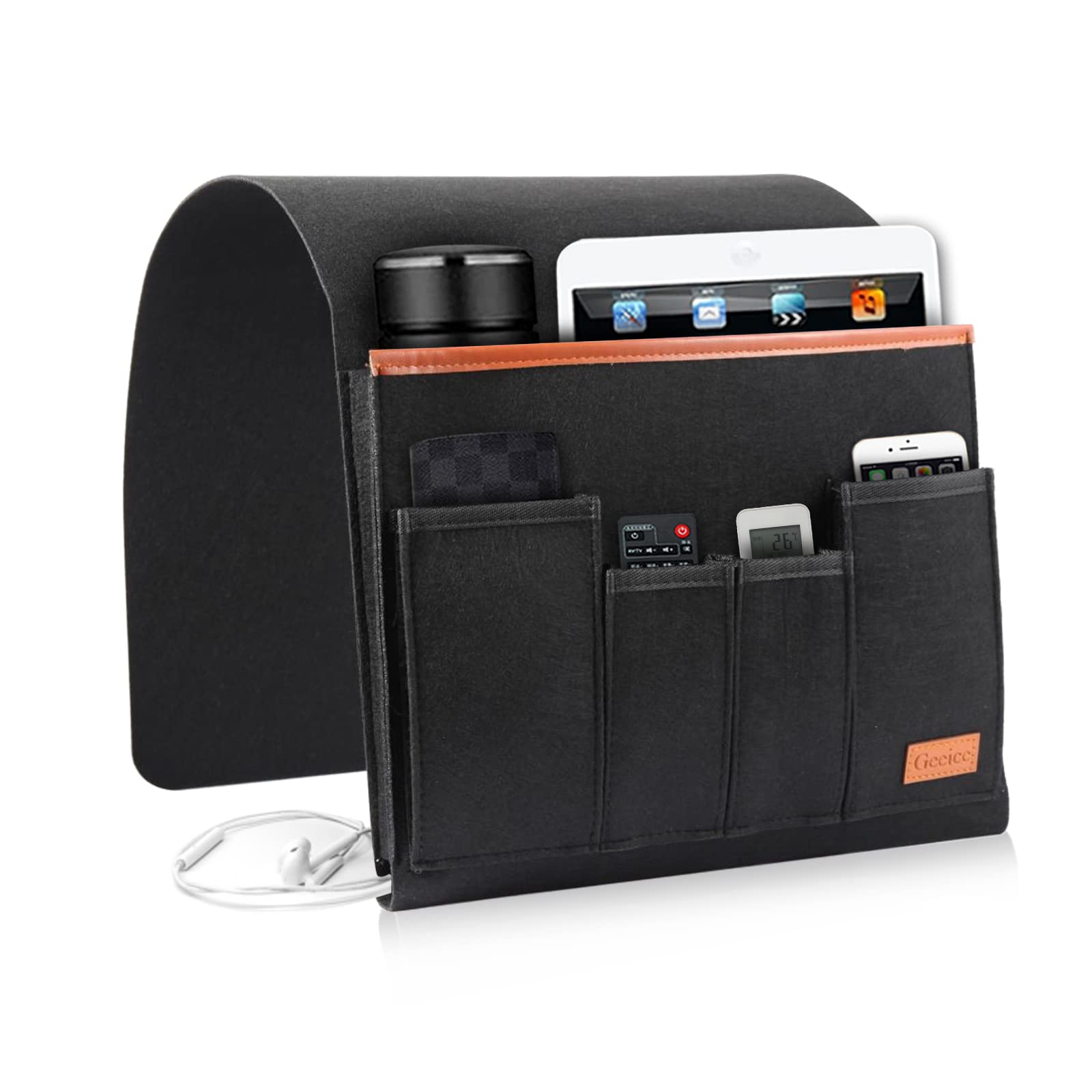 Sofa Armchair Caddy, Remote Control Holder Pockets Organizer for Recliner  Couch, Armrest Side Pocket Storage for Magazine Tablet and Phone (Black)