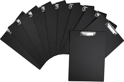 Miniatura 2 de BOMKEE Portapapeles color negro, paquete de 10 portapapeles tamaño carta A4 con clip de metal de perfil bajo y agujero para colgar para oficina y