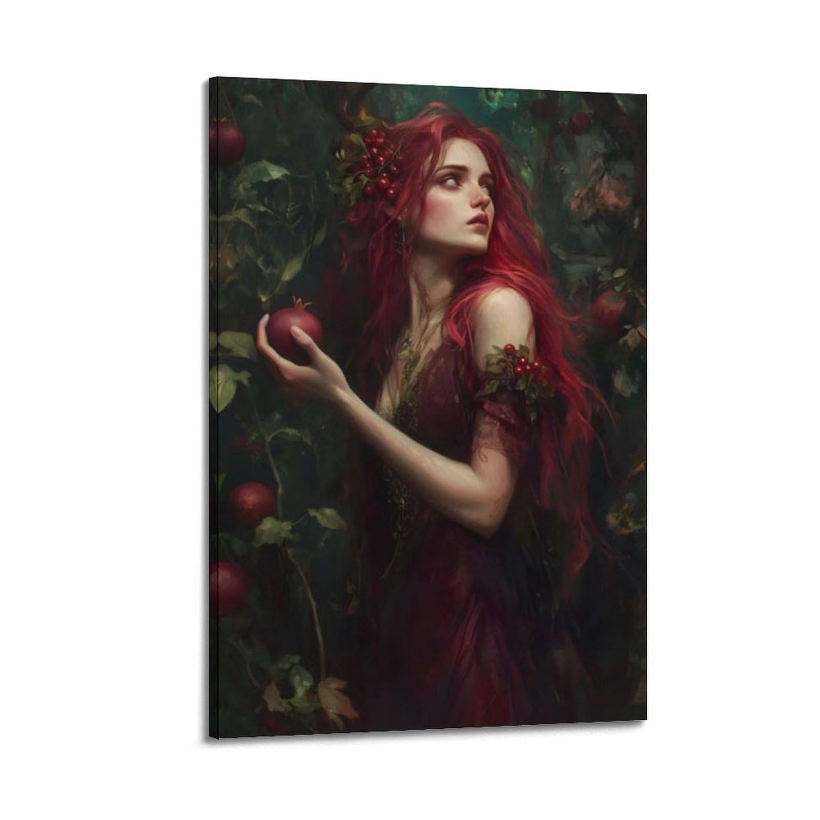 Wandkunst, Frau mit Granatapfel, künstlerischer Druck, Obstposter, mystisches Leinwandbild, Poster, dekorative Malerei, Leinwand, Wandposter und Kunstdruck, moderne Familienschlafzimmer-Dekor-Poster