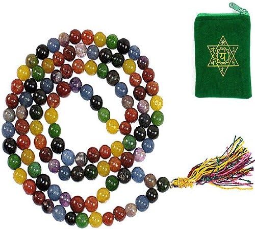 CHAKRA MALA 108 PRAYER BEADS w/ Sanskrit Chakra Pouch